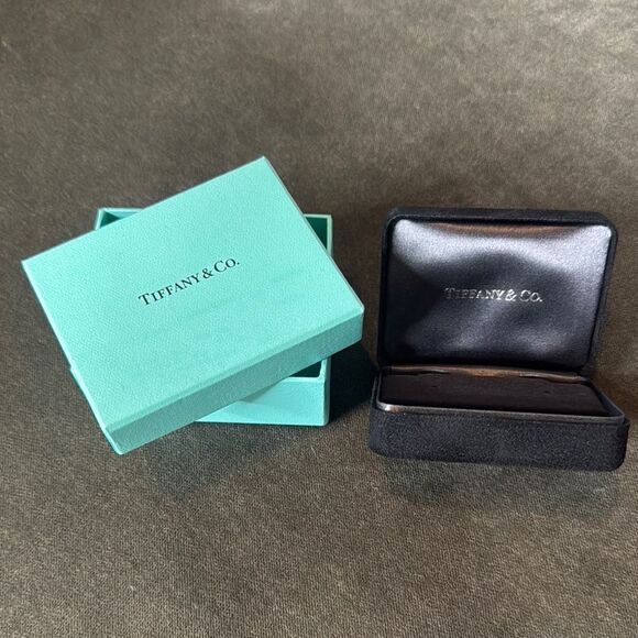 Tiffany & Co. Suede Earring Gift Box and Blue Gift Box Holder - Picture 1 of 11